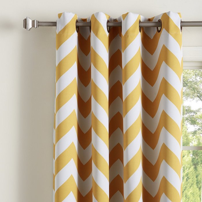Best Home Fashion Room Darkening Chevron Print Curtains - Antique Bronze Grommet Top - Grey- 52"W X 63"L - (1... N19