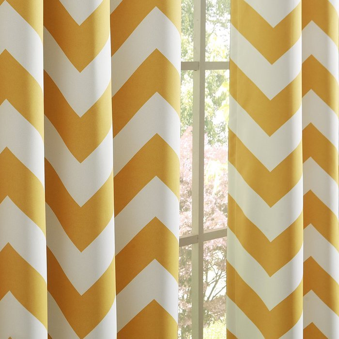 Best Home Fashion Room Darkening Chevron Print Curtains - Antique Bronze Grommet Top - Grey- 52"W X 63"L - (1... N20