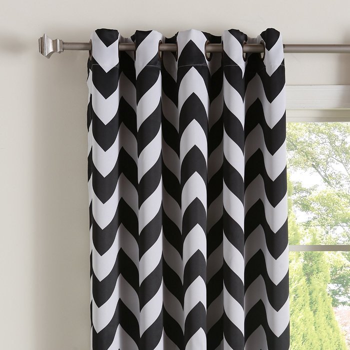 Best Home Fashion Room Darkening Chevron Print Curtains - Antique Bronze Grommet Top - Grey- 52"W X 63"L - (1... N22