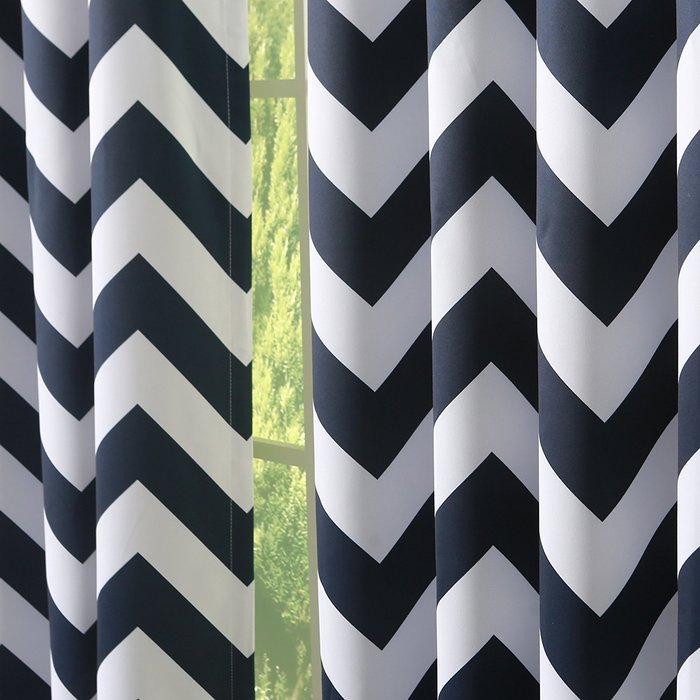 Best Home Fashion Room Darkening Chevron Print Curtains - Antique Bronze Grommet Top - Grey- 52"W X 63"L - (1... N29