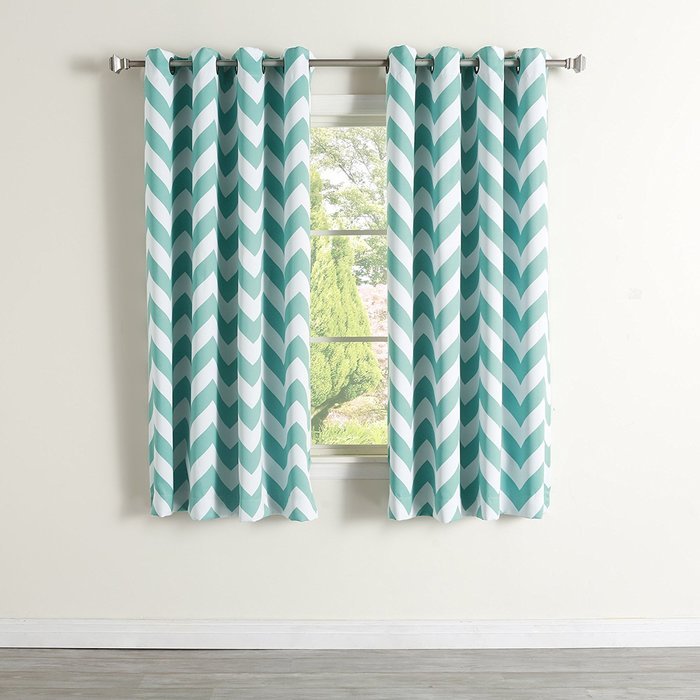 Best Home Fashion Room Darkening Chevron Print Curtains - Antique Bronze Grommet Top - Grey- 52"W X 63"L - (1... N31