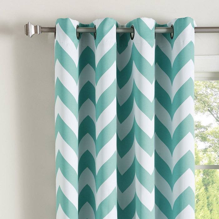 Best Home Fashion Room Darkening Chevron Print Curtains - Antique Bronze Grommet Top - Grey- 52"W X 63"L - (1... N32