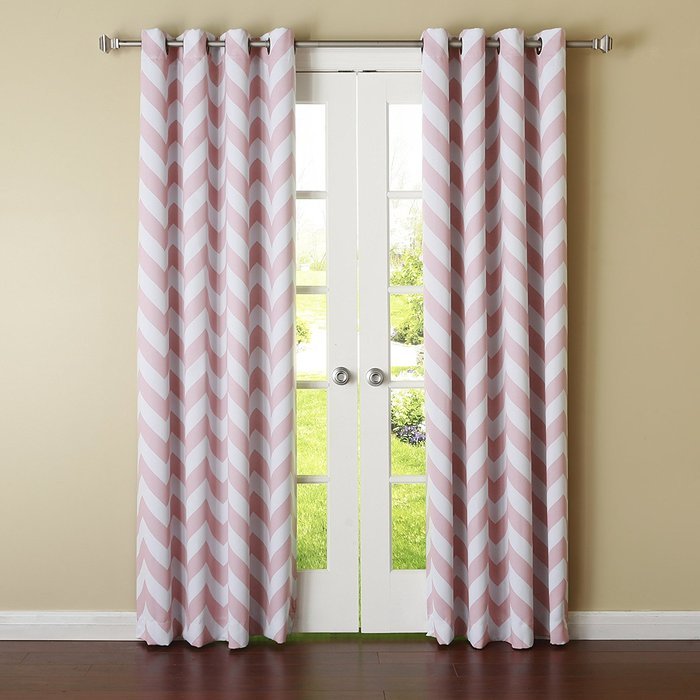 Best Home Fashion Room Darkening Chevron Print Curtains - Antique Bronze Grommet Top - Grey- 52"W X 63"L - (1... N39