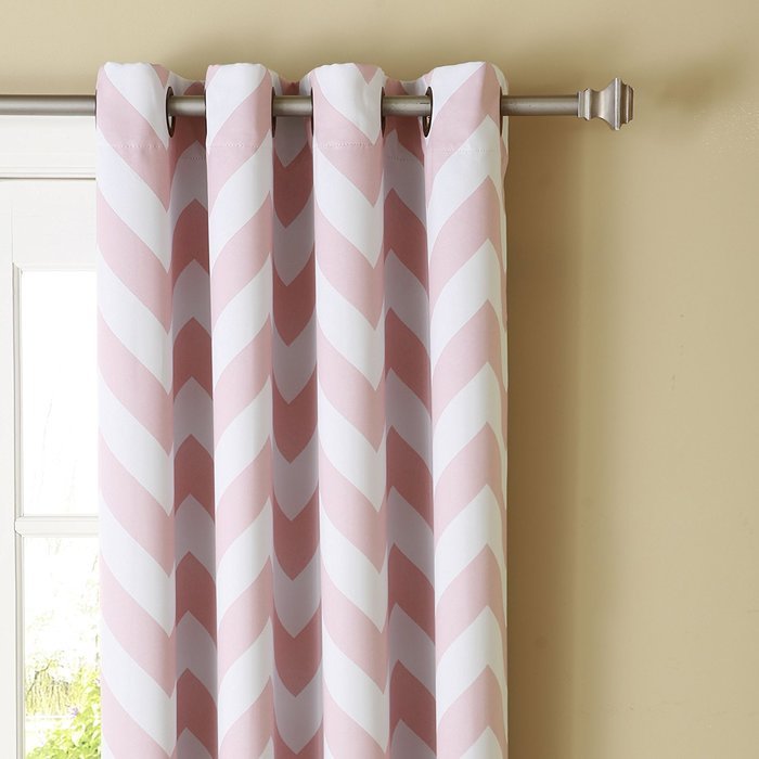 Best Home Fashion Room Darkening Chevron Print Curtains - Antique Bronze Grommet Top - Grey- 52"W X 63"L - (1... N40