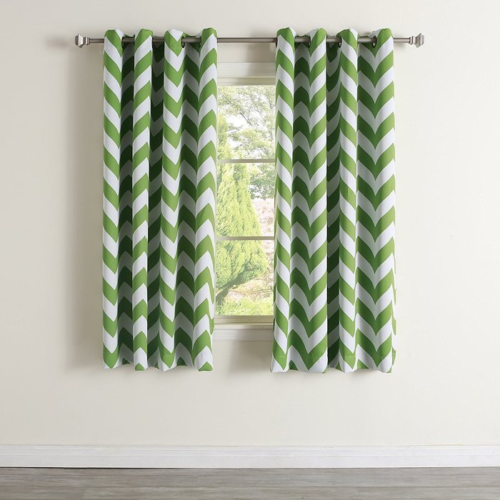 Best Home Fashion Room Darkening Chevron Print Curtains - Antique Bronze Grommet Top - Grey- 52"W X 63"L - (1... N44