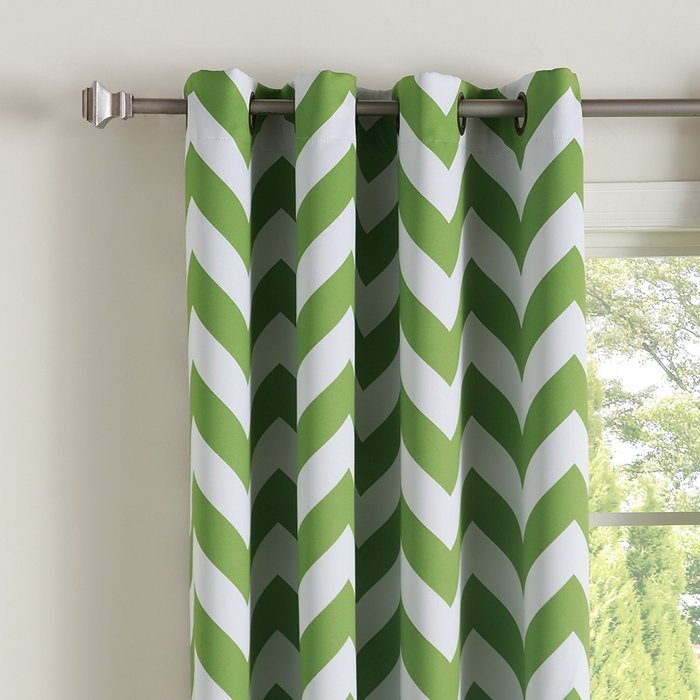 Best Home Fashion Room Darkening Chevron Print Curtains - Antique Bronze Grommet Top - Grey- 52"W X 63"L - (1... N45
