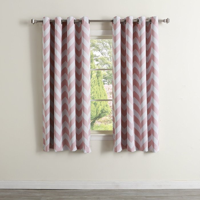 Best Home Fashion Room Darkening Chevron Print Curtains - Antique Bronze Grommet Top - Grey- 52"W X 63"L - (1... N49