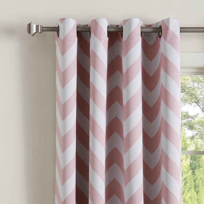 Best Home Fashion Room Darkening Chevron Print Curtains - Antique Bronze Grommet Top - Grey- 52"W X 63"L - (1... N50