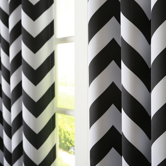 Best Home Fashion Room Darkening Chevron Print Curtains - Antique Bronze Grommet Top - Grey- 52"W X 63"L - (1... N57