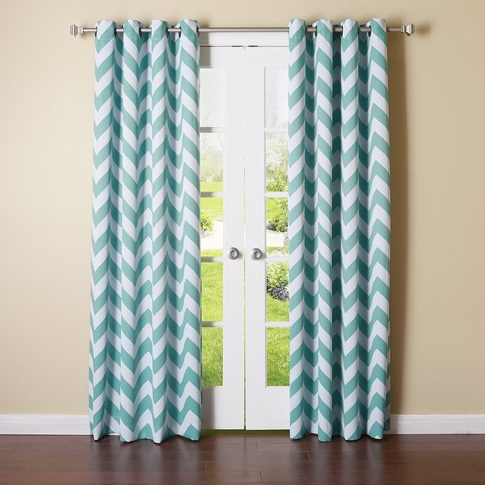 Best Home Fashion Room Darkening Chevron Print Curtains - Antique Bronze Grommet Top - Grey- 52"W X 63"L - (1... N58