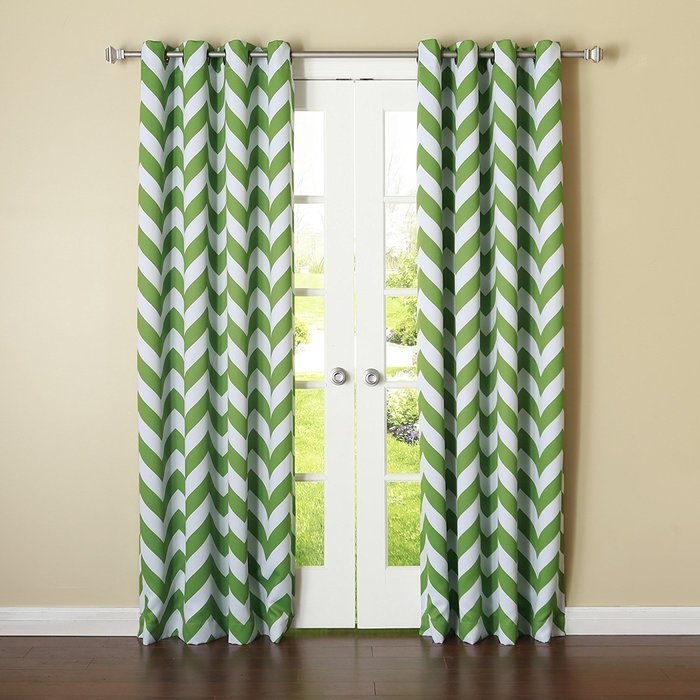 Best Home Fashion Room Darkening Chevron Print Curtains - Antique Bronze Grommet Top - Grey- 52"W X 63"L - (1... N61