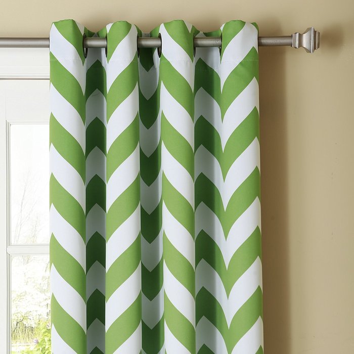 Best Home Fashion Room Darkening Chevron Print Curtains - Antique Bronze Grommet Top - Grey- 52"W X 63"L - (1... N62