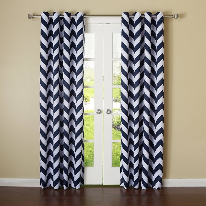 Best Home Fashion Room Darkening Chevron Print Curtains - Antique Bronze Grommet Top - Grey- 52"W X 63"L - (1... N65
