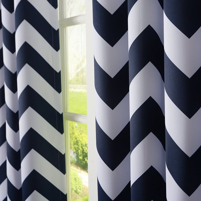 Best Home Fashion Room Darkening Chevron Print Curtains - Antique Bronze Grommet Top - Grey- 52"W X 63"L - (1... N67