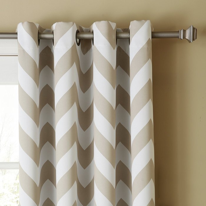Best Home Fashion Room Darkening Chevron Print Curtains - Antique Bronze Grommet Top - Grey- 52"W X 63"L - (1... N77