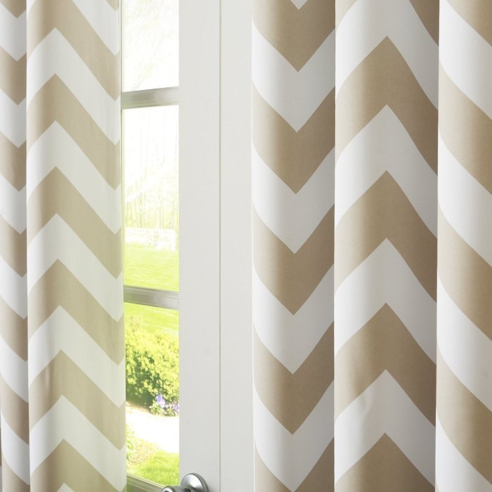Best Home Fashion Room Darkening Chevron Print Curtains - Antique Bronze Grommet Top - Grey- 52"W X 63"L - (1... N78