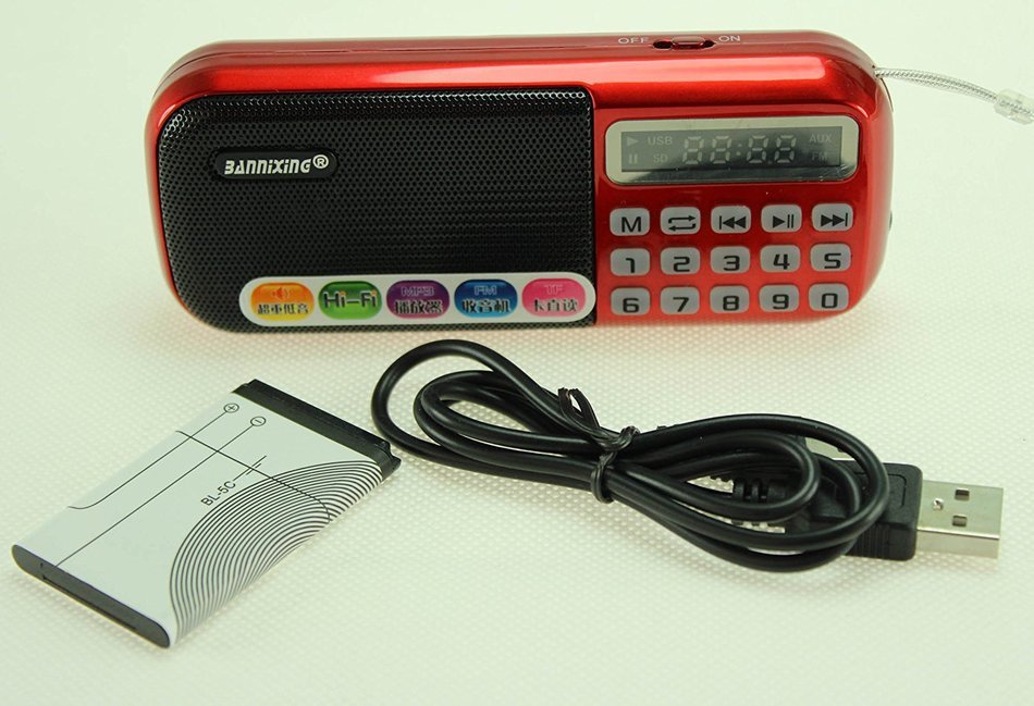 Anncia Mini Digital Media Portable Music MP3 Player Micro SD/TF USB Disk Speaker FM Radio. (69E Red) N52