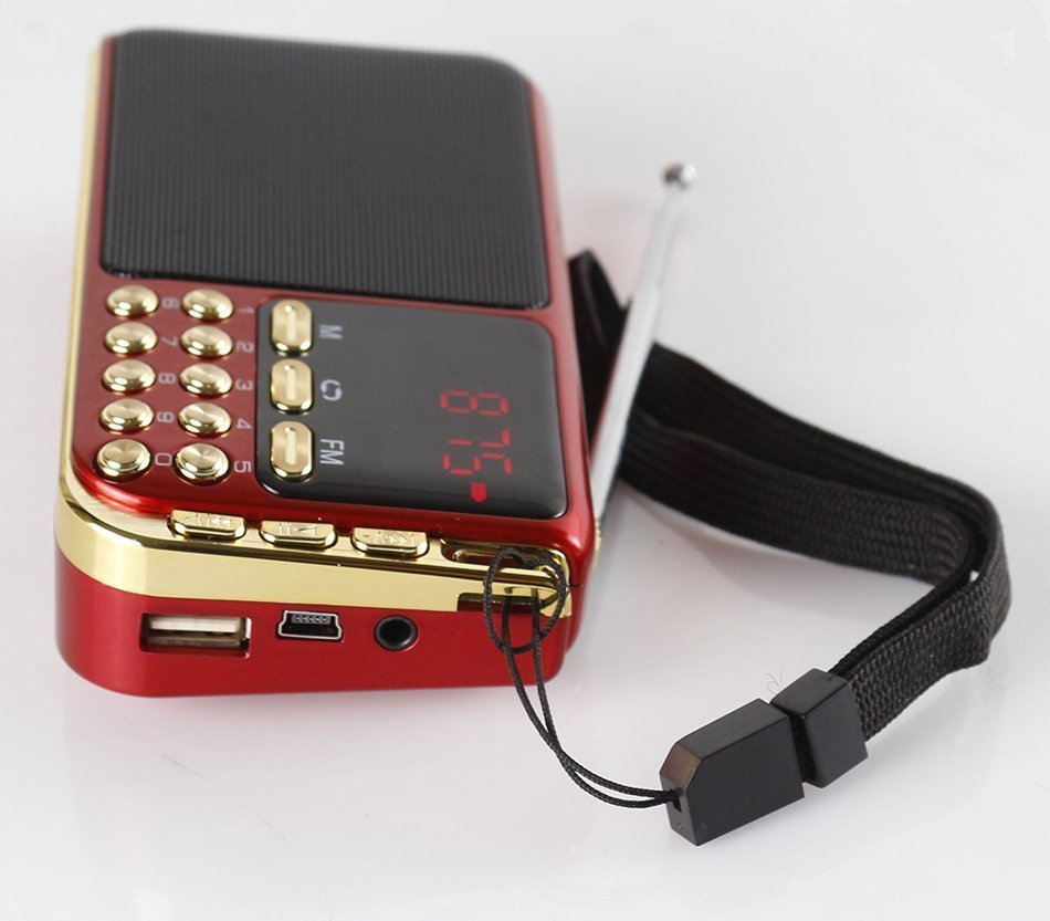 Anncia Mini Digital Media Portable Music MP3 Player Micro SD/TF USB Disk Speaker FM Radio. (69E Red) N63