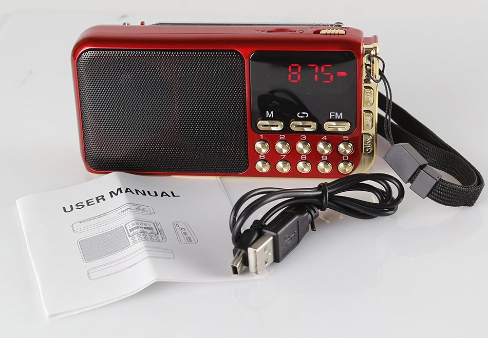 Anncia Mini Digital Media Portable Music MP3 Player Micro SD/TF USB Disk Speaker FM Radio. (69E Red) N65