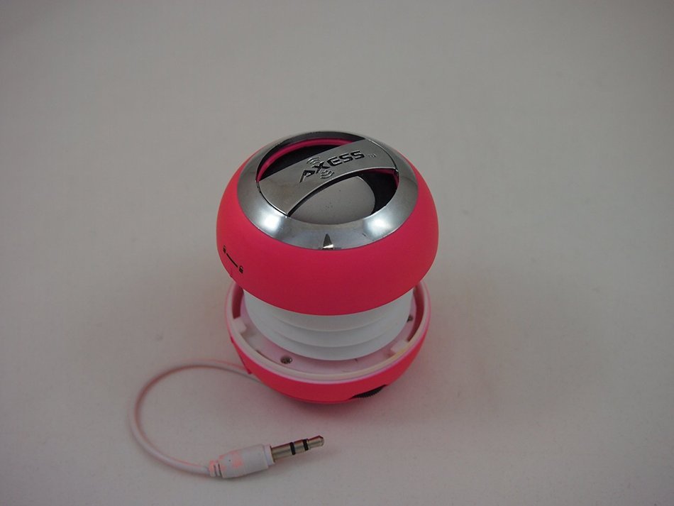 Axess SPLW11-6 Boombug Wired Mini Portable Speaker with Rechargeable Battery (Pink) N2