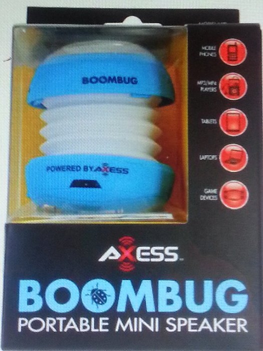 Axess SPLW11-6 Boombug Wired Mini Portable Speaker with Rechargeable Battery (Pink) N7