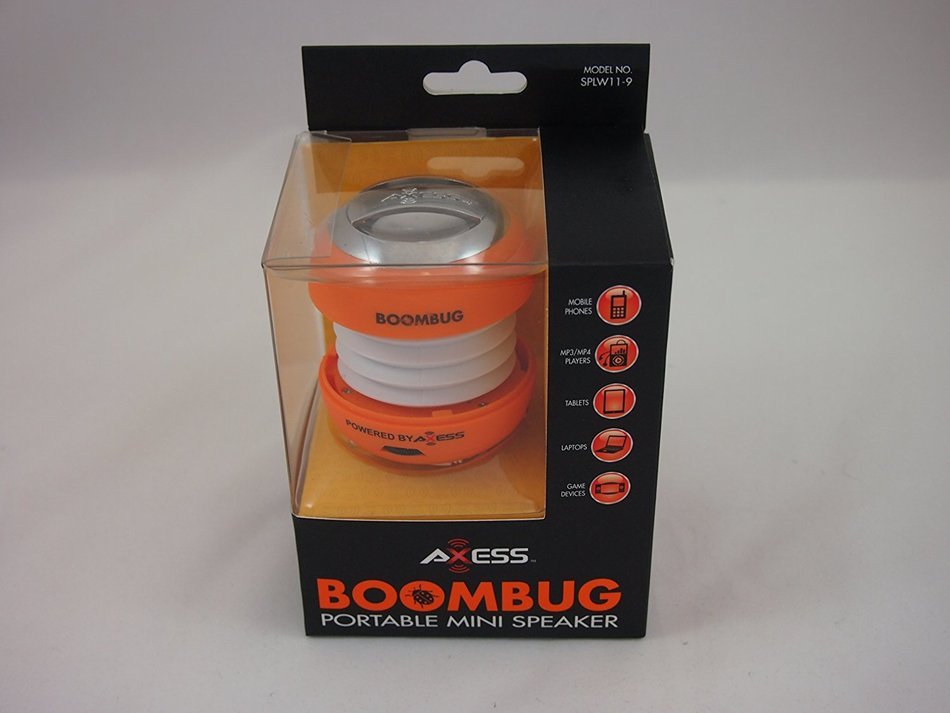 Axess SPLW11-6 Boombug Wired Mini Portable Speaker with Rechargeable Battery (Pink) N14