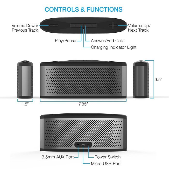 Urban Beatz Solid Bluetooth Wireless Speaker, Powerful Sound, Build in Mic, Unibody Aluminum Housing & 10 Hour... N4