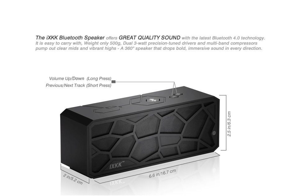 Bluetooth Speakers, iXKK Ultra Portable Wireless Bluetooth 4.0 Stereo Speaker with Precision Enhanced Bass for... N6