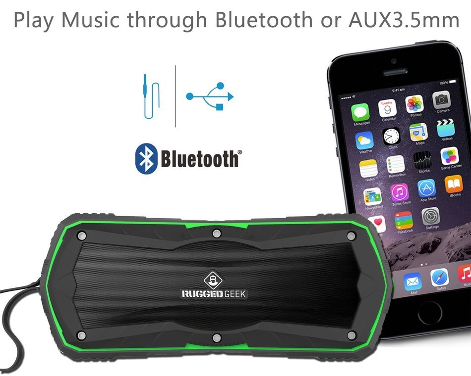 Rugged Geek GEEKBEATS JOLT5 10W X-Bass Wireless Portable Bluetooth Speaker and Charger / USB Power Bank - Red.... N10