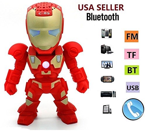 New Iron Man Wireless Bluetooth Speaker C-89 Mini Portable Children Style LED Light Speakers Stereo Music Player...