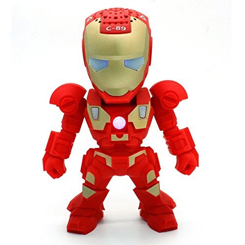 New Iron Man Wireless Bluetooth Speaker C-89 Mini Portable Children Style LED Light Speakers Stereo Music Player... N4