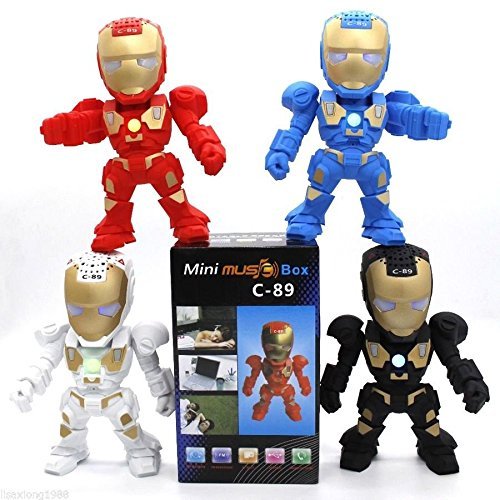 New Iron Man Wireless Bluetooth Speaker C-89 Mini Portable Children Style LED Light Speakers Stereo Music Player... N6