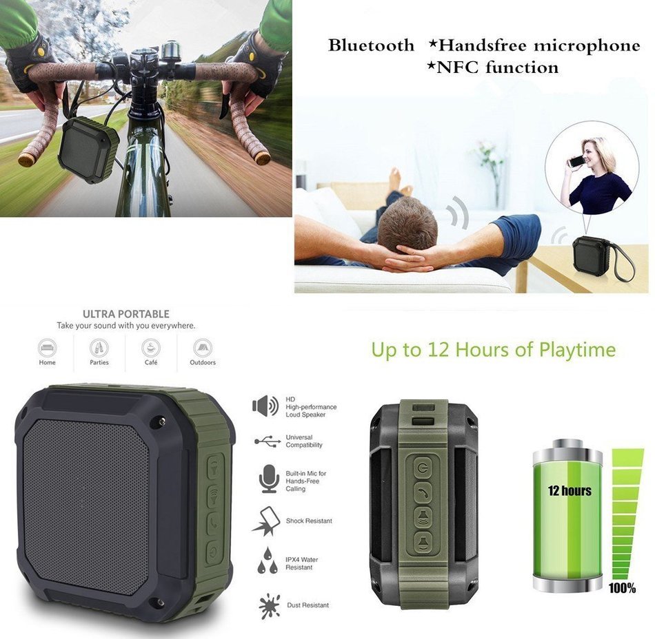 Wireless Bluetooth Speaker ,HOWADE Hi-Fi Stereo Portable Waterproof Bluetooth Speaker with 12 Hours Playtime,... N7