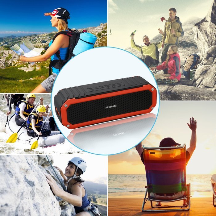 PECHAM P16 Fashion IPX6 Waterproof Bluetooth Speakers Wireless 10W Drivers Bass Stereo Sound Portable Universal... N12