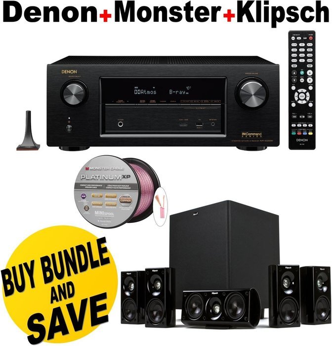 Denon AVRX2200W 7.2 Channel Full 4K Ultra HD A/V Receiver with Bluetooth and Wi-Fi + Klipsch HDT-600 Home Theater...