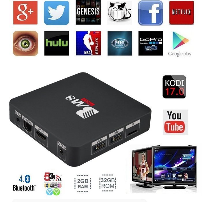 Edal Newest BM8 Penta-core Android 6.0 OTT TV Box 4Core CPU 2GB RAM 32GB ROM 4K ULTBKHD 64bit H.265 HEVC Internet...