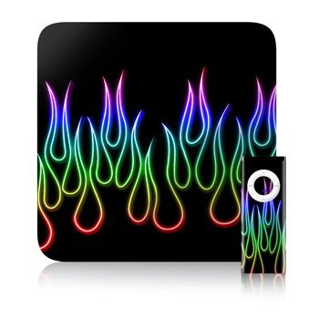 Rainbow Neon Flames Design Decal Skin Sticker for Apple TV 1st Gen (released 2008) (High Gloss)