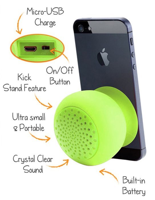 Mini Portable Bluetooth Speaker - Great Sound, Water Resistant with Built-in Microphone &ndash; Lime Green N2