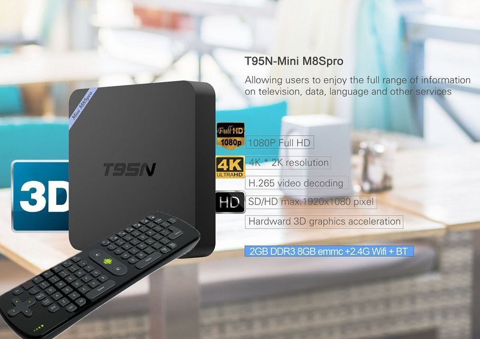 T95N M8S Pro TV Box Android Amlogic S905 Chipset Kodi 16.0 Full Loaded Android 5.1 Lollipop Quad Core 2G/8G 4K...