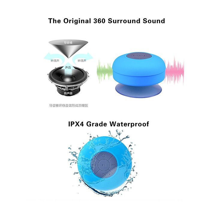 HULKER 001 Water Resistant Bluetooth Shower Speaker , Hands free Portable Speakerphone Built-in Mic Rechargeable... N5