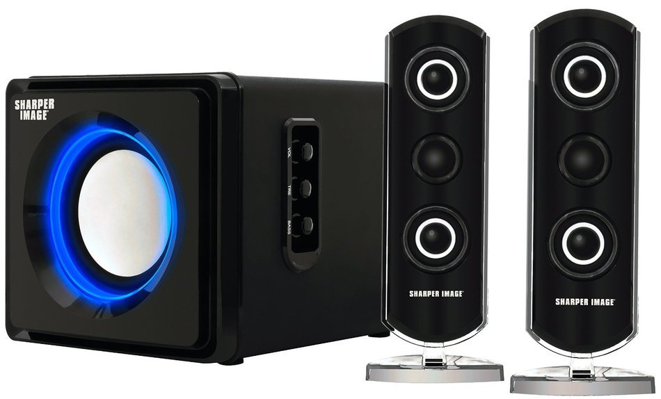 Sharper Image Bluetooth Streaming 2.1 Speakers With Subwoofer & LED Ambient Light(Black)