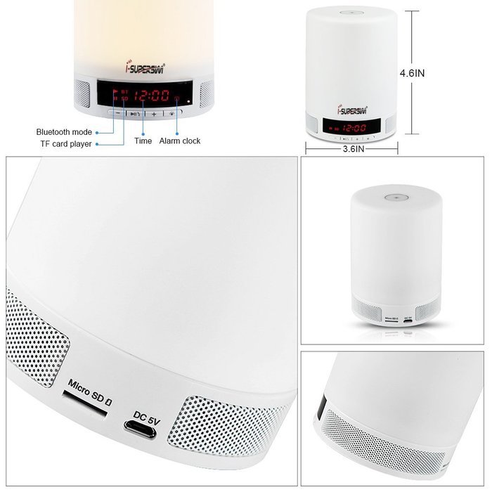 I-SUPERSIM Romantic lighting Wireless Bluetooth 4.0 Speaker 10W Alarm Clock Music Player APE MP3 WMA Lossless... N5