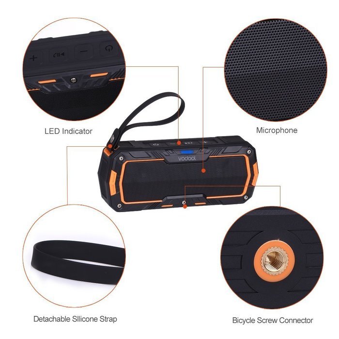Vodool Bluetooth 3.0 Portable Wireless Bluetooth Speakers ,Waterproof Shockproof Dustproof Speaker 2000mAh ,Waterproof... N22