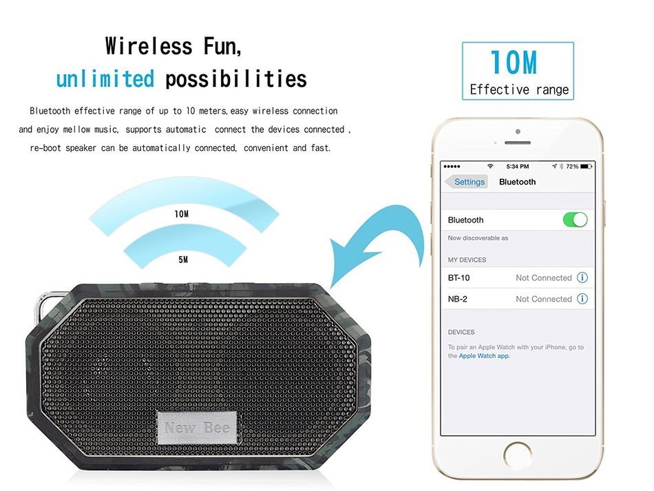 Portable Wireless Bluetooth Speakers - Willful Outdoor Wireless Speakers Waterproof with Subwoofer,Microphone,... N28