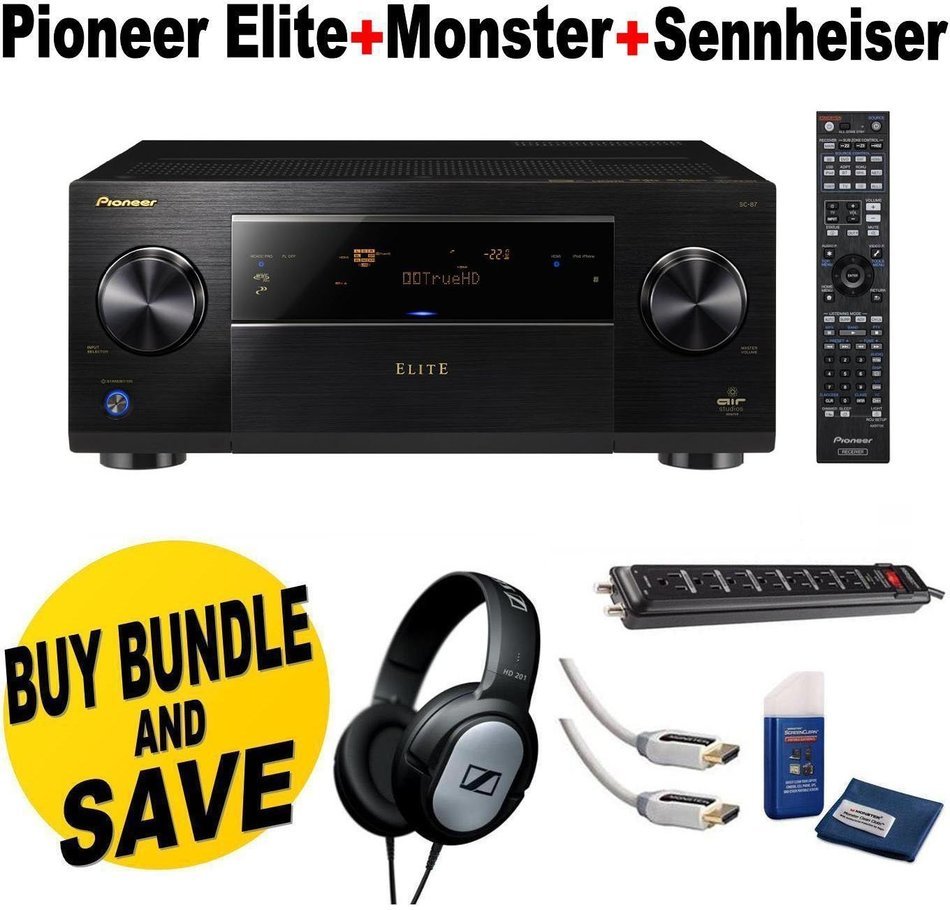 Pioneer Elite SC-87 9.2-Channel Class D3 Network A/V Receiver with HDMI 2.0 + Sennheiser HD201 Lightweight Over-Ear...
