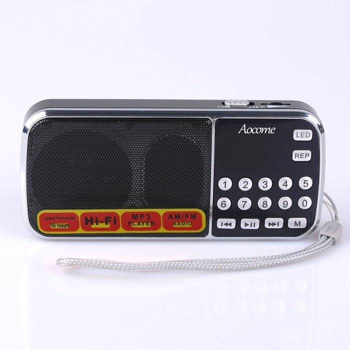 Aocome Portable Mini AM FM Radio Clear Speaker Music Player, Micro SD/TF Card Slot, USB Charging Cord, Rechargeable... N2