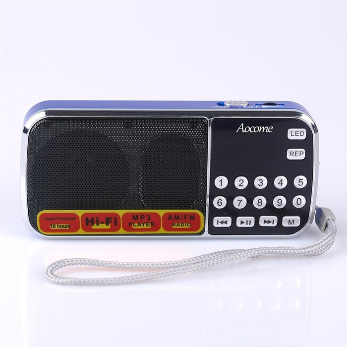 Aocome Portable Mini AM FM Radio Clear Speaker Music Player, Micro SD/TF Card Slot, USB Charging Cord, Rechargeable... N14