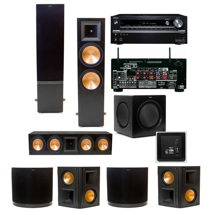 Klipsch RF-7 II 7.1 Home Theater System-SW-310 (black) Onkyo TX-NR838 7.2