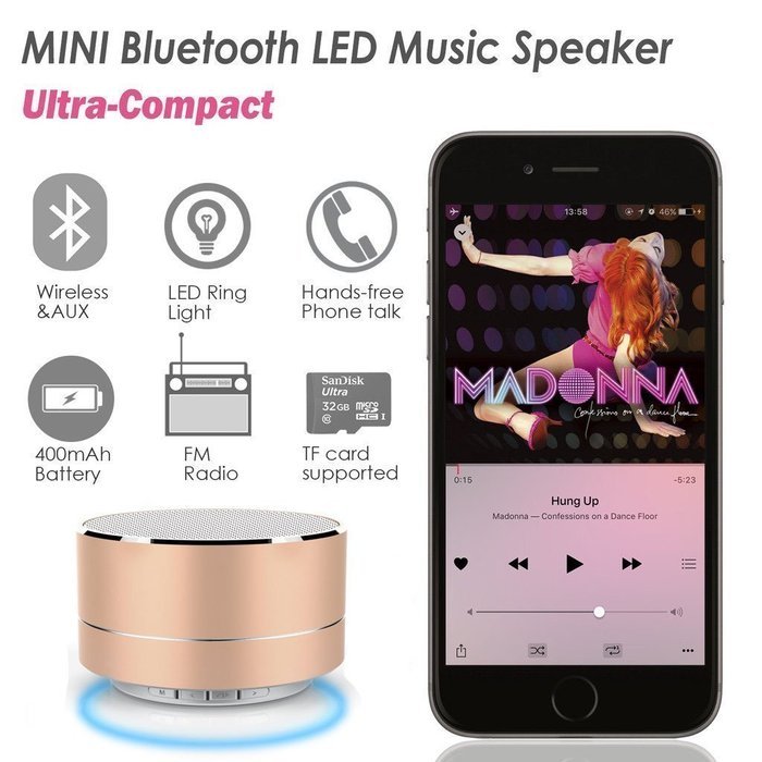 XENCEN Mini Portable LED Bluetooth Speakers ,Wireless Speaker Lamp With Coloful Ligths Bass Speaker For Iphone... N25
