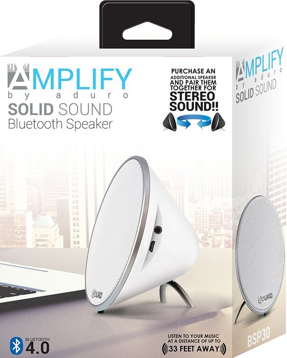 Aduro Amplify DSS-08-BSP25 Wireless Bluetooth 4.0 Dual Stereo Speakers (White) N9